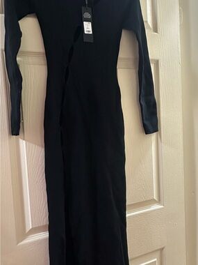 Fashion Nova Black Long Sleeve Cutout Maxi Dress